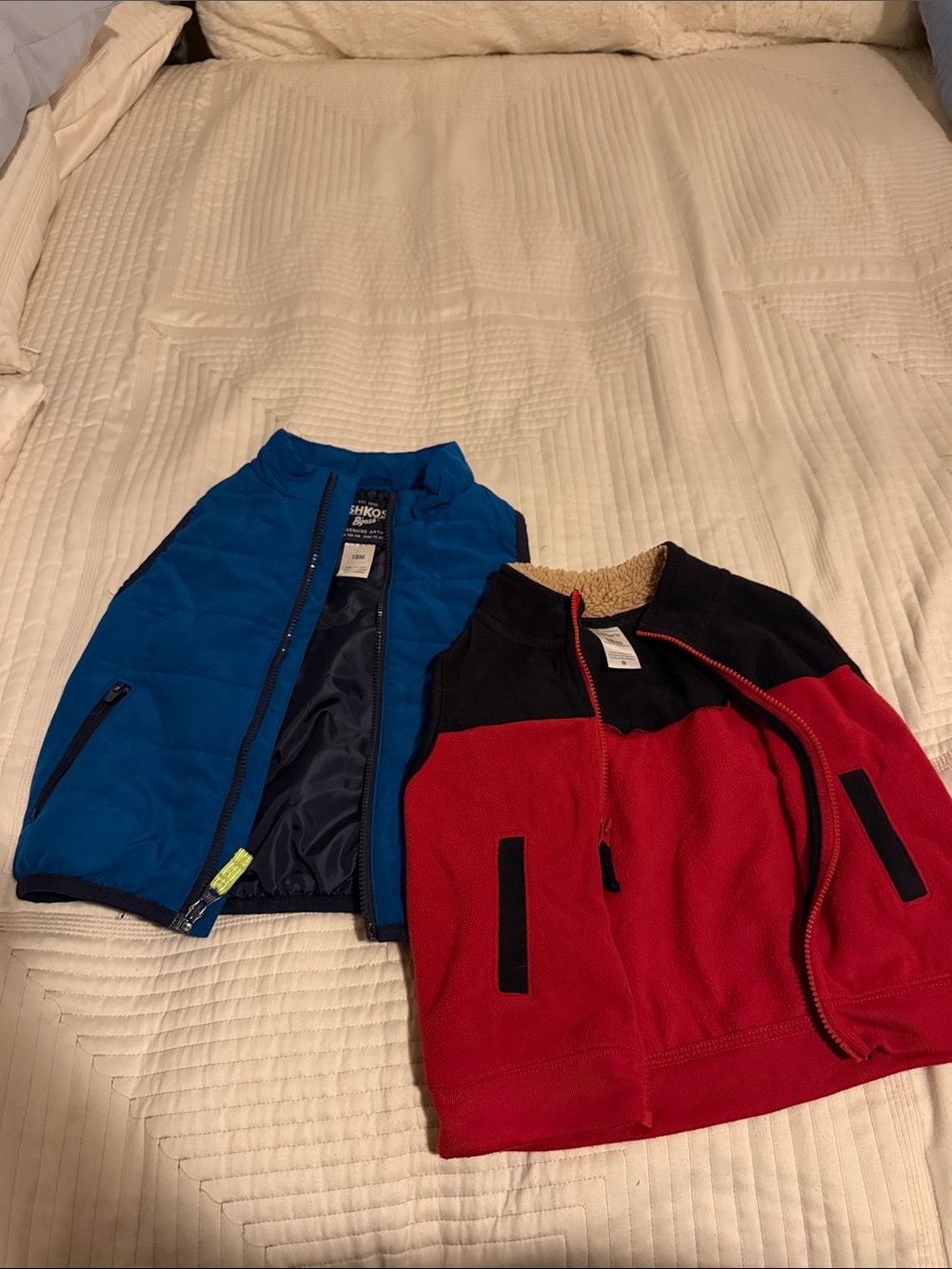 Oshkosh Kids Blue Puffer Vest & Carter’s Red Fleece Jacket Set - Bundle!